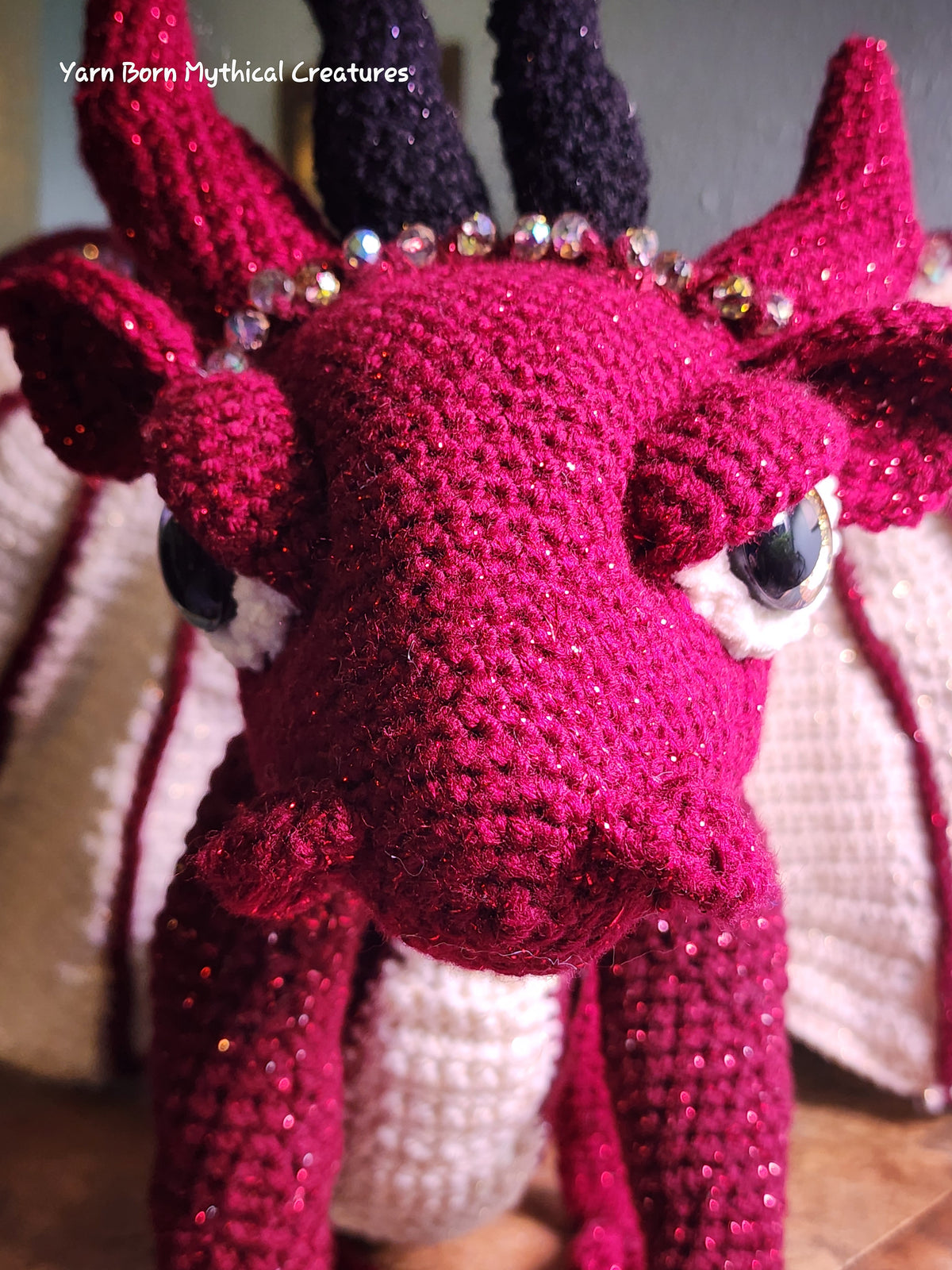 Handmade Crocheted Custom Room Decor Dragon--Red Dragon Sentinel