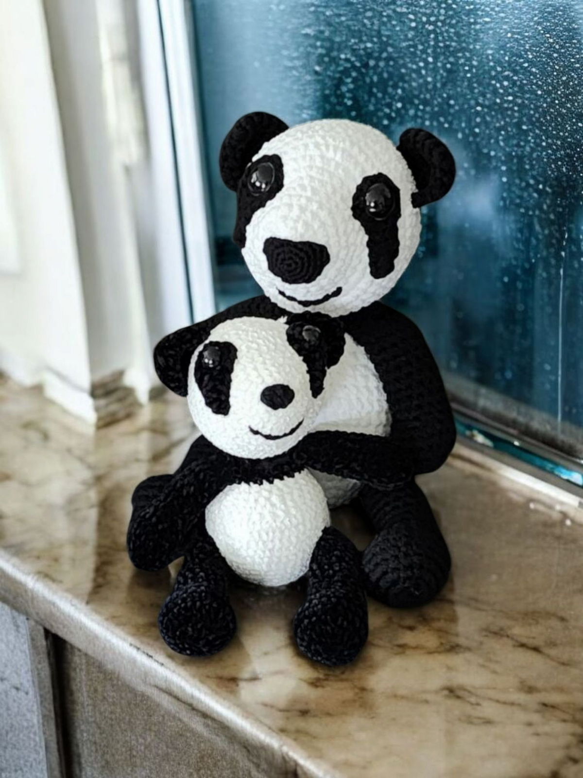 Handcrafted Parent and Baby Panda Crochet Plush Set--Made to Order