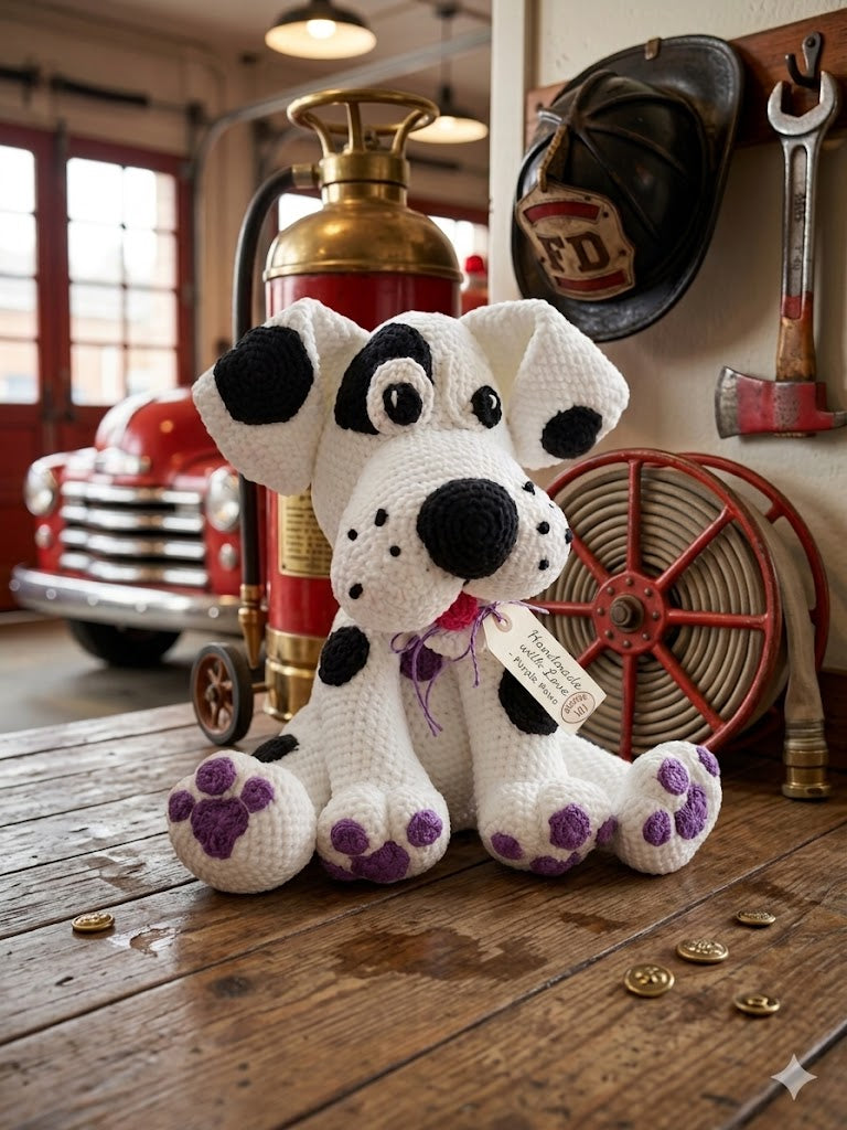 Handmade Custom Purple-Paw Dalmatian Dog – Amigurumi Crochet Plushie